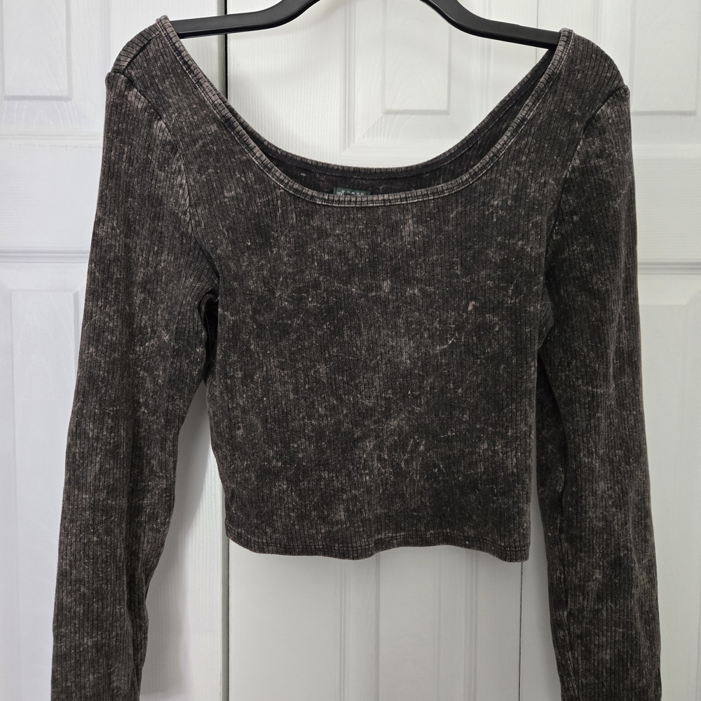 Wild Fable Black Bleach Dye Long Sleeve Top